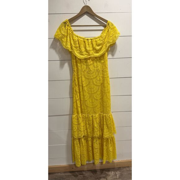 Gianni Bini Yellow Lace Maxi Dress - Picture 5 of 7